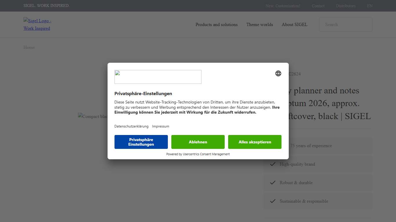 Weekly planner and notes Conceptum 2026, approx. A5, softcover, black | SIGEL